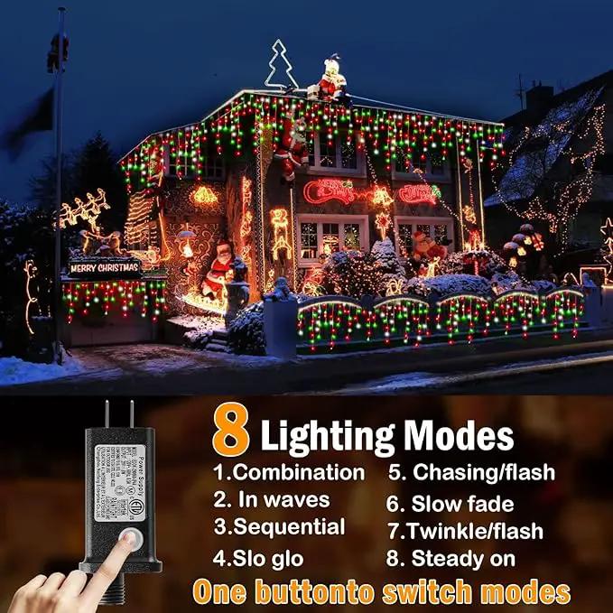 Hezbjiti Christmas Lights Outdoor Decorations,LED Christmas Lights 8 Modes 75 Drops Fairy String Curtain Lights for Christmas Decor Eaves Window Party Yard Garden (Red Green Cold, 1600LED 164FT) by GreenHaven Gardens