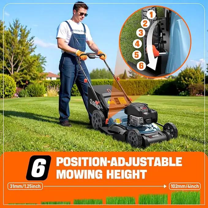 SENIX LSSG-H2 22-Inch Self Propelled Gas Lawn Mower with 163 cc 4-Cycle Engine, 3-in-1 Rear Wheel Drive Variable Speed Lawnmower, 6-Position Height Adjustment by GreenHaven Gardens