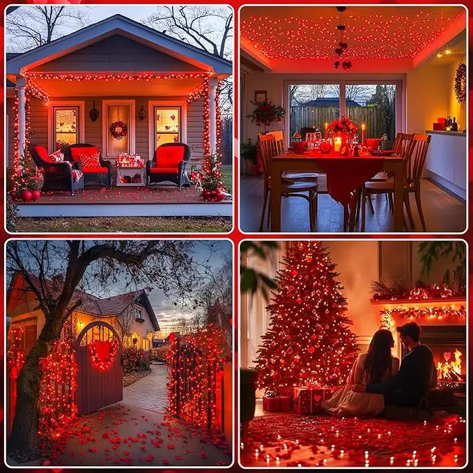 JMEXSUSS 2 Pack Red Solar Lights, Each 100 LED 33ft Valentine Solar Lights Outdoor, 8 Modes Christmas String Lights for Outside Valentine Day Tree Yard Decor by GreenHaven Gardens