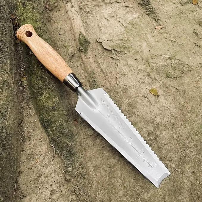 SUMIO 13.3" Alloy Steel Weeding Transplanter, Hori Hori Knife, Digging Trowel with Serrated Edge, Garden Root Cutter, and Dandelion Trowel for Propagation and Transplanting by GreenHaven Gardens