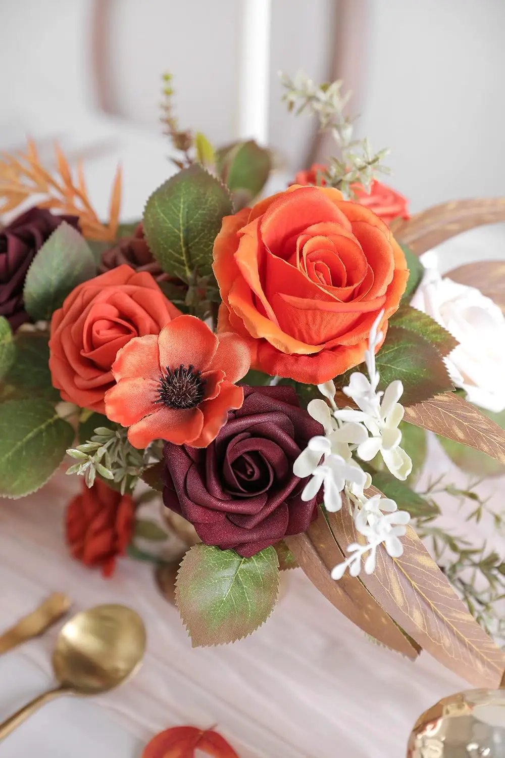 Artificial Flowers Combo Box Set Silk Fake Flowers with Foliage for DIY Wedding Bouquet Cake Flower Table Centerpieces by GreenHaven Gardens