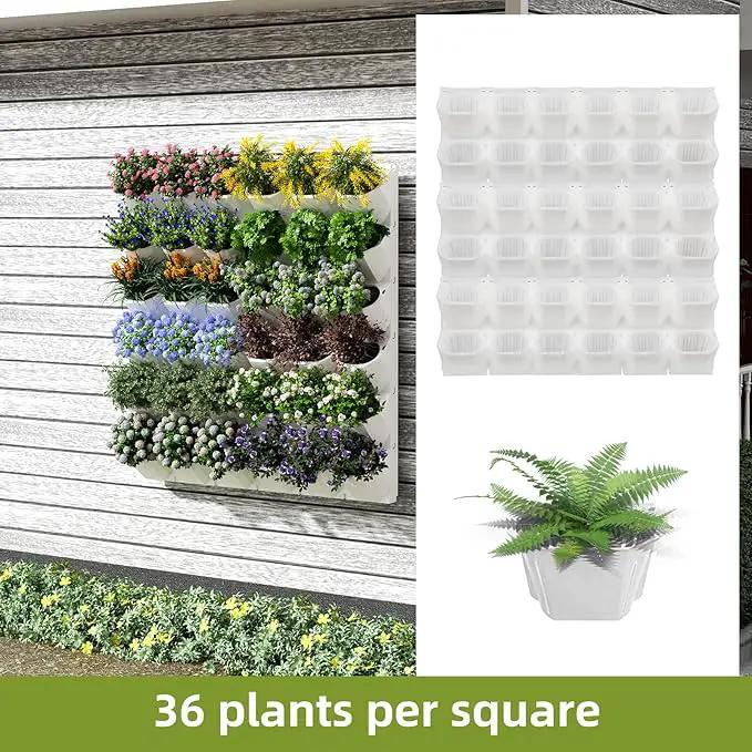 Self-Watering Wall-Mounted Vertical Planter, 36 Pots Wall Planter Indoor Vertical Living Green PlantWall Easy Installation 45''x39'' x5'' (White, 45X39 Inch 36Pcs) by GreenHaven Gardens
