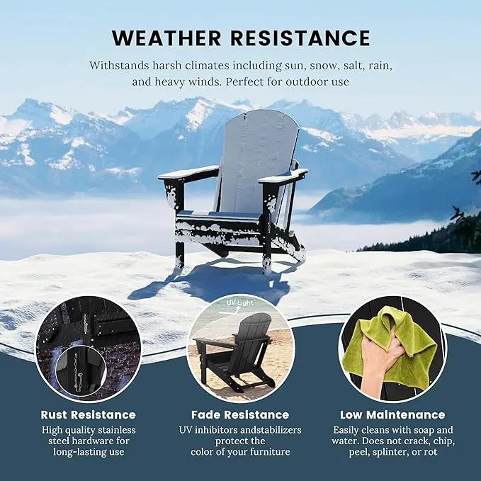 Westin Outdoors Laguna WO Home Furniture Adirondack Chair 4 PC Set Classic Outdoor Patio Folding Chair for Bon Fire Pit Lawn Backyard Beach Plastic Weather-Resistant (Black) by GreenHaven Gardens