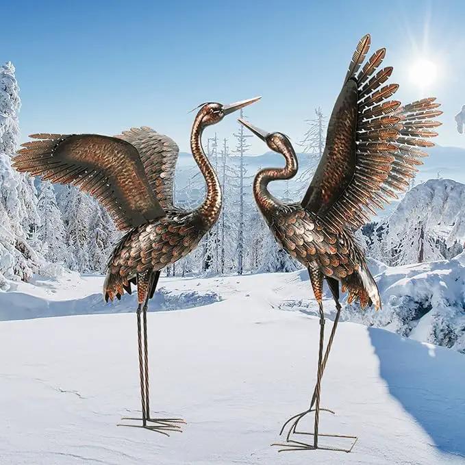 chisheen Garden Statue Outdoor Metal Heron Crane Yard Art Sculpture for Lawn Patio Backyard Decoration,46 inch (2-Pack) by GreenHaven Gardens