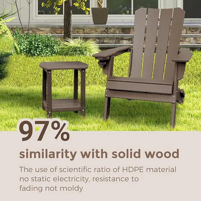 Adirondack Square Outdoor Side Table,2-Tier Storage Patio Side Table, HDPE End Tables for Backyard Pool Porch Garden Lawna Cafe by GreenHaven Gardens