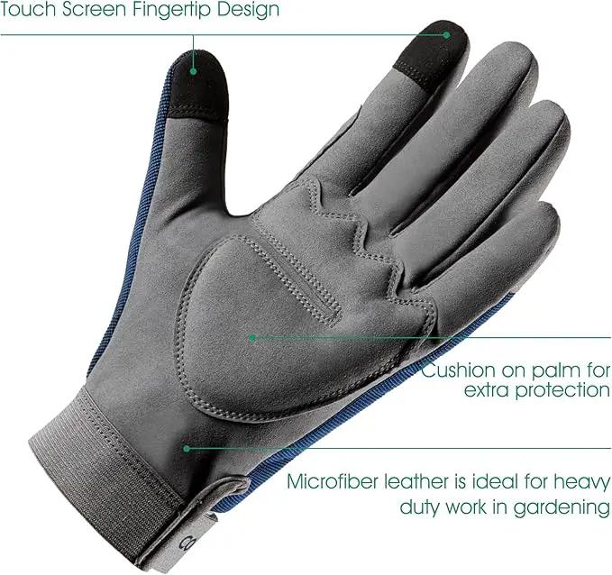 COOLJOB Thorn Proof Garden Gloves with Touchscreen Fingers for Men, Rose Pruning Work Gloves with Palm Cushion for Gardener, Farmer and Landscaper (Navy 1 Pair Small) by GreenHaven Gardens