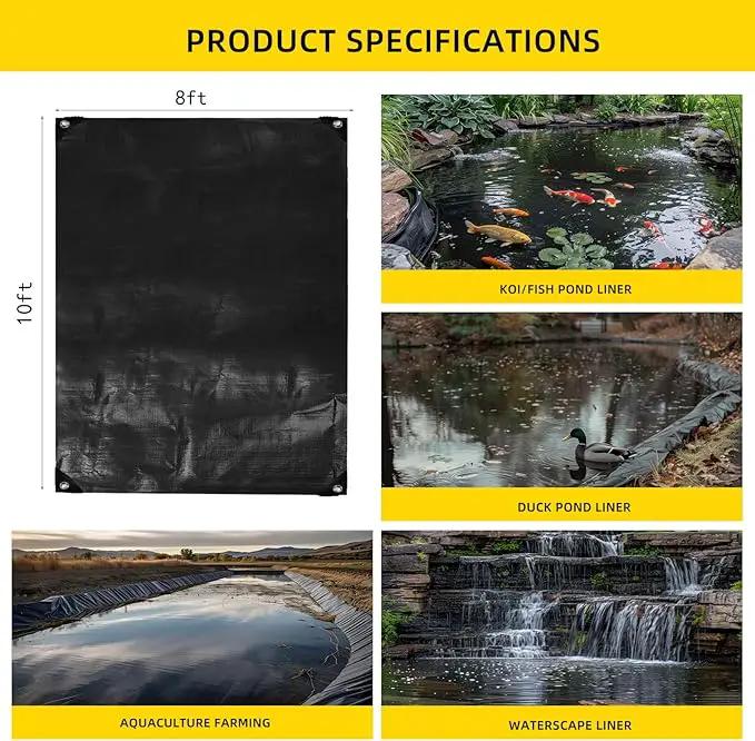TEZONG Pond Liner,8x10Ft Pond Liners for Outdoor,28Mil Black Koi Fish Pond Liners,Reinforced Pond Underlayment for Ponds,Water Gardens,Waterfall by GreenHaven Gardens