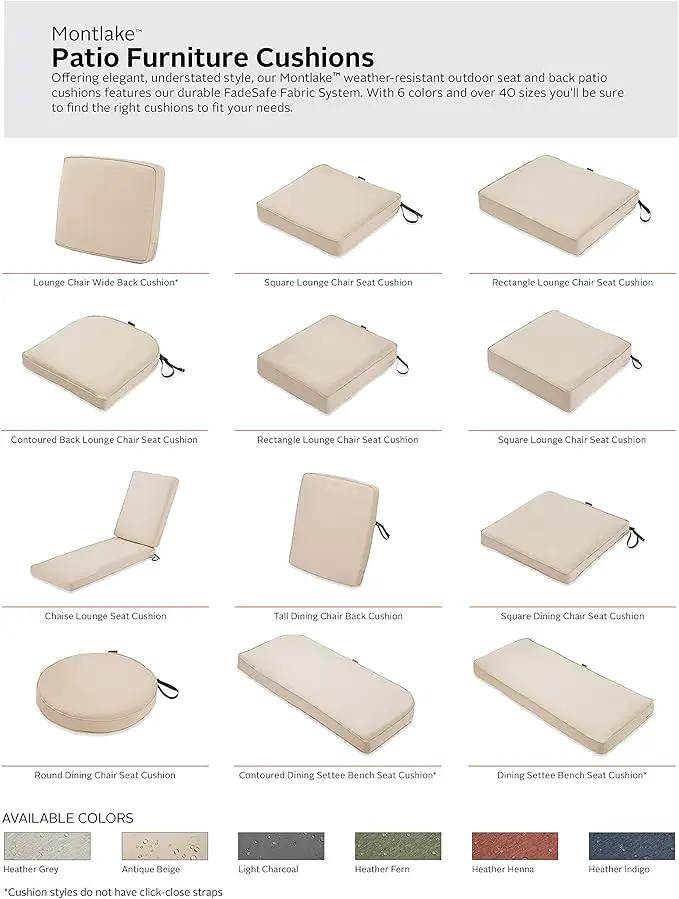 Classic Accessories Montlake Water-Resistant 23 x 22 x 4 Inch Patio Lounge Back Cushion, Antique Beige, Outdoor Loveseat Cushions by GreenHaven Gardens
