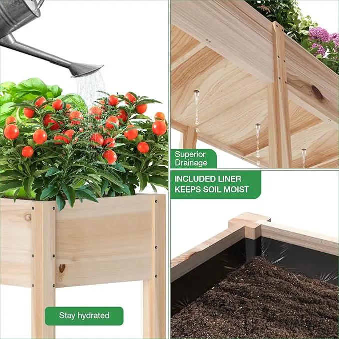 MIXC Wooden Raised Garden Bed with Legs, 72”L X 23”W, Elevated Reinforced Large Planter Box for Vegetable Flower Herb Outdoors by GreenHaven Gardens