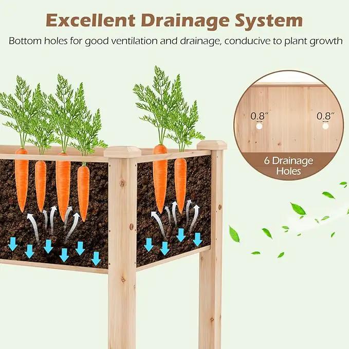 Giantex Raised Garden Bed, Elevated Wood Planter Box with Drain Hole, Gardening Planter Raised Bed for Planting Vegetables Flowers Succulents Herbs,73" Lx23 Wx30 H by GreenHaven Gardens