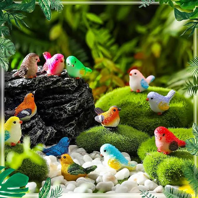 Wenqik 100 Pcs Mini Resin Bird Figurines Miniature Small Birds Figurines Realistic Animal for Fairy Terrarium Craft Garden Accessories Home Ornament Micro Landscape Birthday Cake Toppers Decor by GreenHaven Gardens