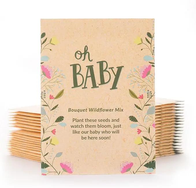 BENTLEY SEED CO. Oh Baby Seed Packets|Girl or Boy Baby Shower Favors for Guests | 25 Wildflower Seed Packets | Pre-Filled | Bouquet Wildflower Mix | Non-GMO Seeds | Gender Neutral | Eco-Friendly Gift by GreenHaven Gardens