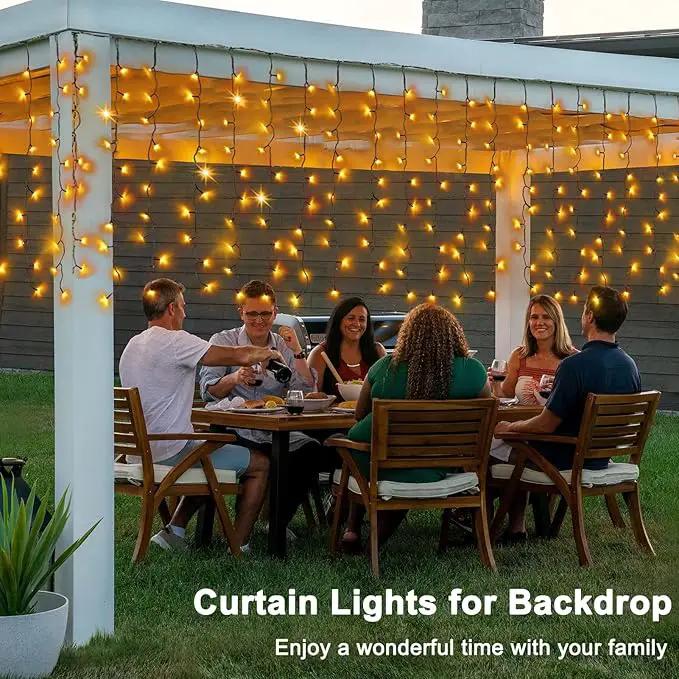 Solar Powered Curtain Lights 33ftx 3ft 500 LED Outdoor Curtain Lights Waterproof with Remote Timer for Garden Patio Fence Wedding Wall Gazebo Decor - Warm White by GreenHaven Gardens