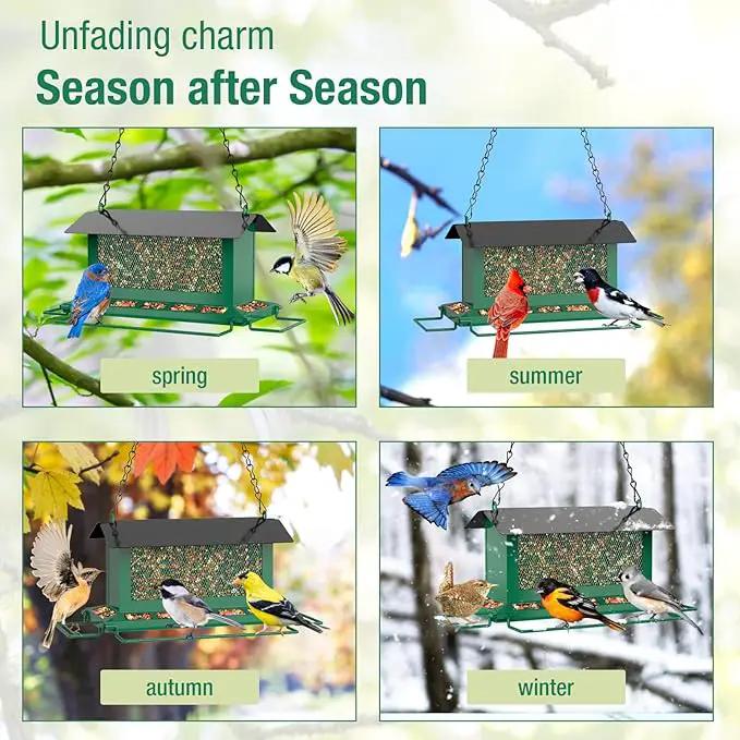 Bird Feeder for Outdoor Hanging, Large Squirrel Proof Birdfeeders w/ 14 Feeding Ports - Heavy Duty Metal Bird Feeders for Outside Hanging, 4 Lb Large Capacity Birdfeeder to Attracting Birds by GreenHaven Gardens