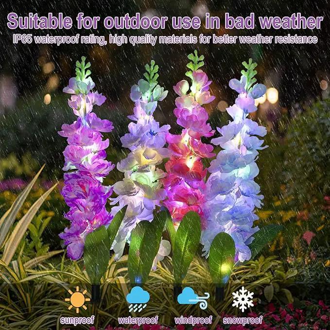 Solar Garden Lights, 6 Pack 20 LEDs Solar Delphinium Flowers Lights Gifts for Mom Grandma Women, Waterproof Solar Outdoor Lights Two Lighting Modes for Wedding Garden Yard Patio Decor by GreenHaven Gardens