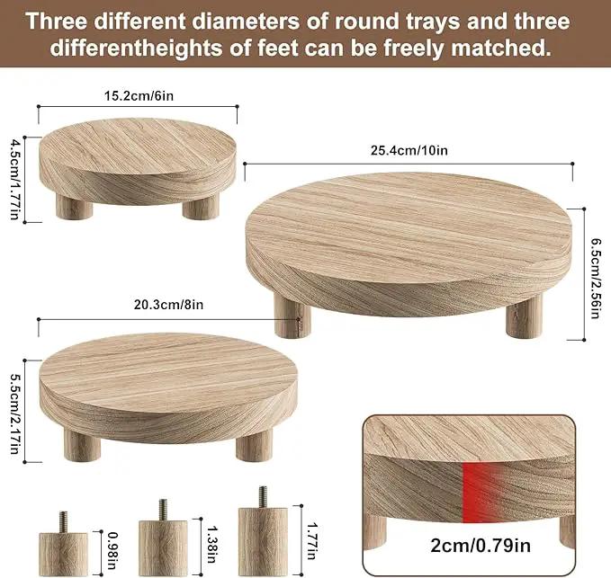3 Pcs Wood Plant Stand Indoor Outdoor, Round Wood Riser for Decor 6/8/10" Wooden Stool Display Stand Flower Pot Holder Small Planter Tray Modern Potter Decorative for Desktop Counter Room (Natural) by GreenHaven Gardens