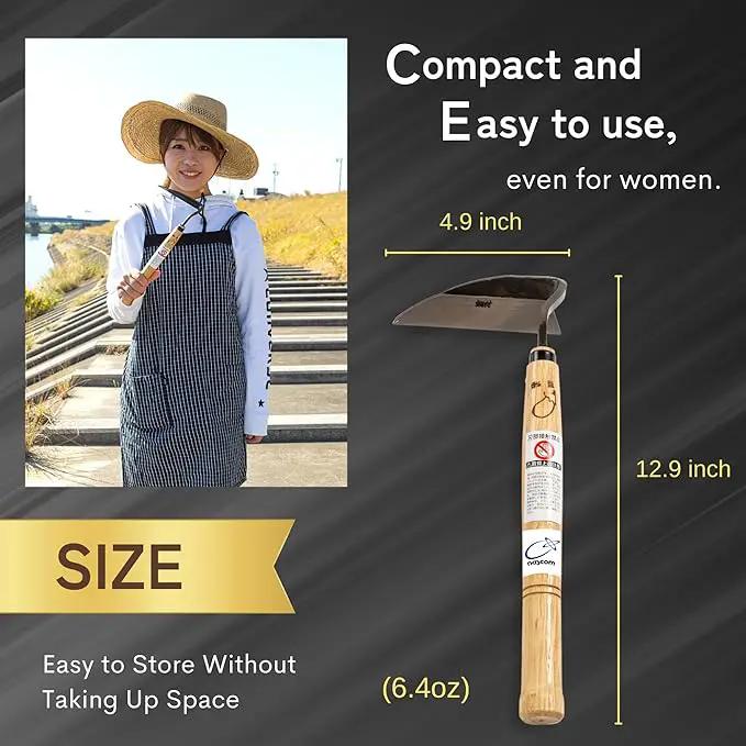 Premium Japanese Weeding Sickle Hand Hoe for Gardening - Ideal for Planting, Plowing, Digging & More - Durable, Ergonomic Design, and Sharp Blade for Effortless Work by GreenHaven Gardens