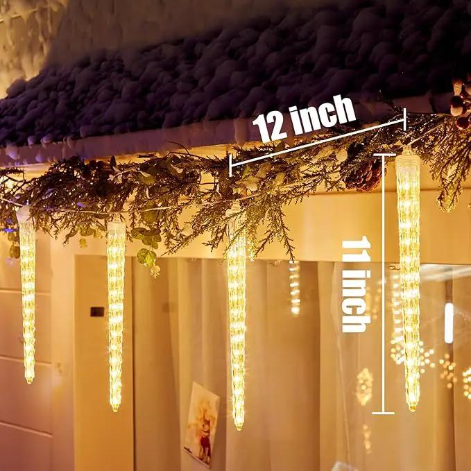 Christmas Meteor Shower Icicle Lights Outdoor, 19.8Ft With 20 Large Tube 480 LED Dropping Effect, Waterproof Decorations for House Eave Roofline, Warm White by GreenHaven Gardens