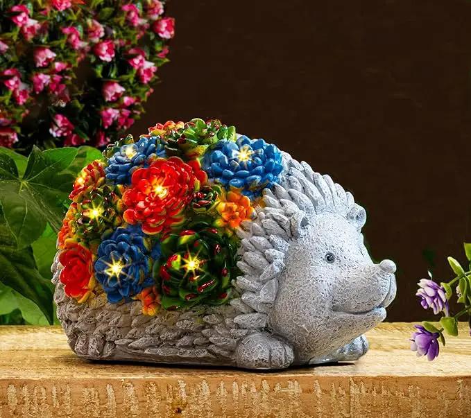 Solar Garden Statue – Cute Hedgehog with 7 Warm LED Lights, Solar-Powered & Weatherproof – Outdoor Lawn, Patio & Yard Décor – Charming Gift for Home & Garden Lovers by GreenHaven Gardens