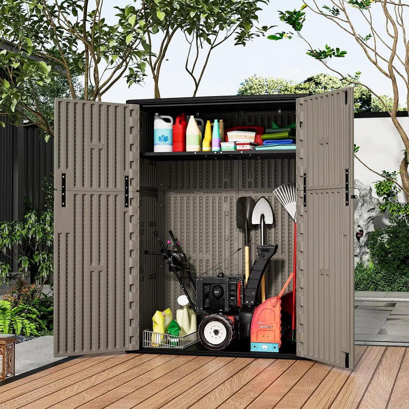 HOMSPARK 47 Cu.Ft Outdoor Storage Shed Weather Resistant, Multi Functional | Double-Wall Resin Storage Sheds & Outdoor Storage Box Waterproof for Backyard Garden Patio Lawn (Brown) by GreenHaven Gardens