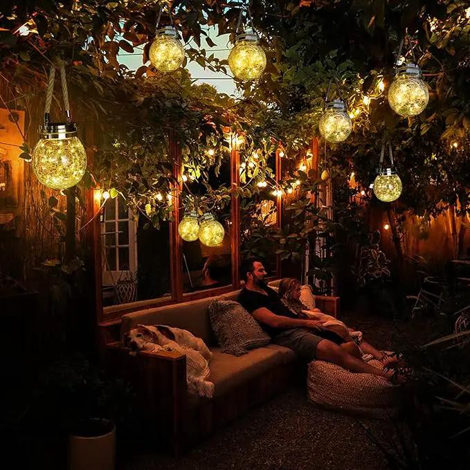 ROSHWEY 4 Pack Solar Lanterns Outdoor, 30 LED Waterproof Garden Decor Hanging Lights Decorative Backyard Decorative Lighting for Patio Pathway by GreenHaven Gardens