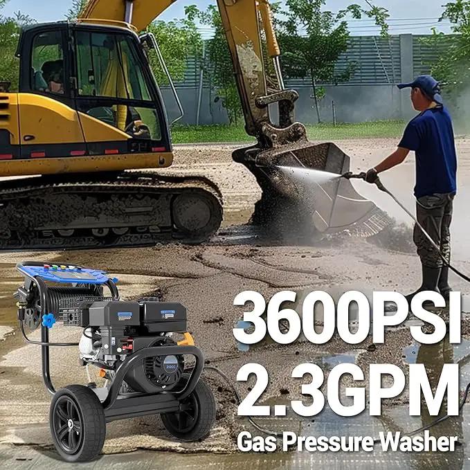 3600 PSI Gas Pressure Washer, 2.3 GPM Heavy-Duty Power Cleaner with 212CC Engine, 5 Quick-Connect Nozzles, 30FT Hose & Reel, Maintenance-Free Axial Cam Pump, for Commercial, Home Cleaning by GreenHaven Gardens
