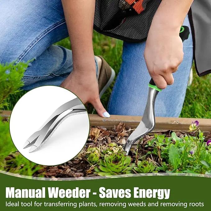 Garden Hand Tools Set,3PCS Aluminum Heavy Duty Gardening Tool Set,Weeding Tools Gardening,Soil Scoop,Hand Rake,Weeder,Non-Slip Rubber Grip, Ideal for transplanting, Weeding, Digging and Planting by GreenHaven Gardens