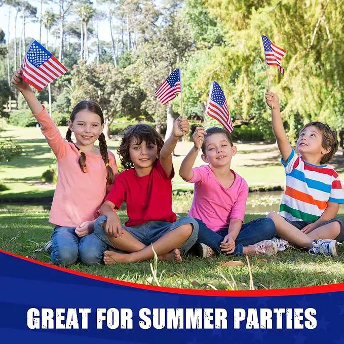 Super Tough Small American Stick Flags 4’’x6’’ | Cotton Outdoor Flag on 10’’ Wooden Stick with Spear Tip | Hand Held Flags Patriotic Decor for Various Holiday Parties and National Flag Day | 500 Pack by GreenHaven Gardens