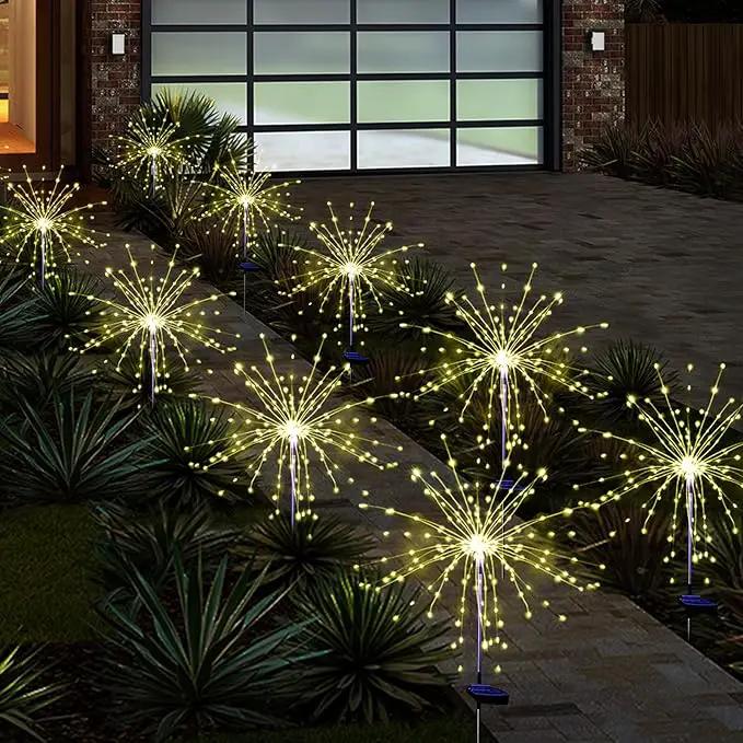 Solar Garden Firework Lights Outdoor Waterproof 6 Pack Solar Powered Art Stake Twinkle Lighting for Outside Decor, 120 LED Sparklers String Lights for Yard Pathway Patio Party Decorations (Warm White) by GreenHaven Gardens