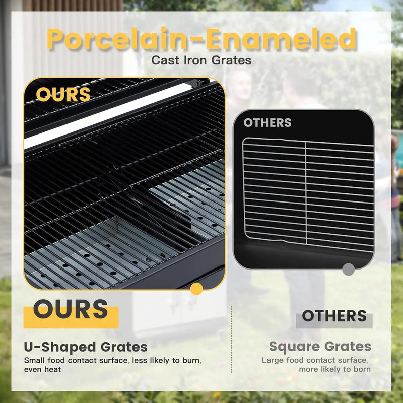 DIFY Extra Large Charcoal Grill with 589 Sq. In. Cooking Area and Foldable Side Table, Outdoor Barbecue Grill with a Liftable Charcoal Tray for Outdoor Picnic and Camping Grilling, Black by GreenHaven Gardens