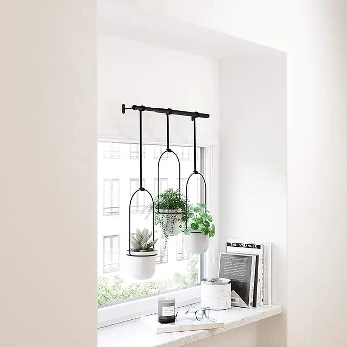Umbra Triflora Hanging Planter for Window, Indoor Herb Garden, Set of 3, White/Black by GreenHaven Gardens