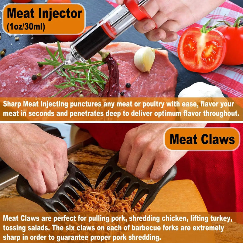 POLIGO 26PC Exclusive BBQ Grill Accessories in Aluminum Case for Birthday Christmas Grilling Gifts - Premium Grill Utensils Set with Barbecue Claws, Meat Injector, Thermometer for Smoker, Camping BBQ by GreenHaven Gardens