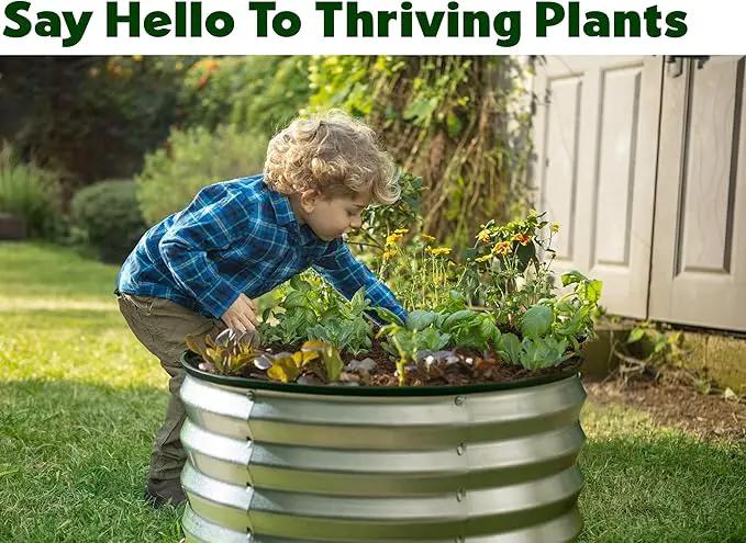 Galvanized Raised Garden Beds Outdoor // 2×2×1 ft Planter Raised Beds for Gardening, Vegetables, Flowers // Large Metal Garden Box (Silver) // Patented Tool-Free Design by GreenHaven Gardens