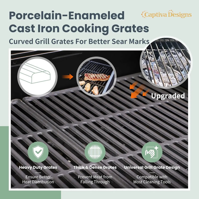 Captiva Designs 4-Burner Propane Gas BBQ Grill with Side Burner & Porcelain-Enameled Cast Iron Grates, 42,000 BTU Output Stainless Steel Grill for Outdoor Cooking Kitchen and Patio Backyard Barbecue by GreenHaven Gardens