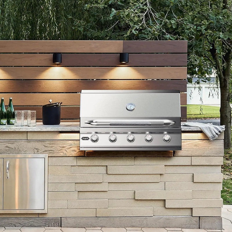 Hygrill 40-Inch Built In Grill, Stainless Steel 5-Burner Grill Head for Outdoor Kitchen, Natural Gas by GreenHaven Gardens