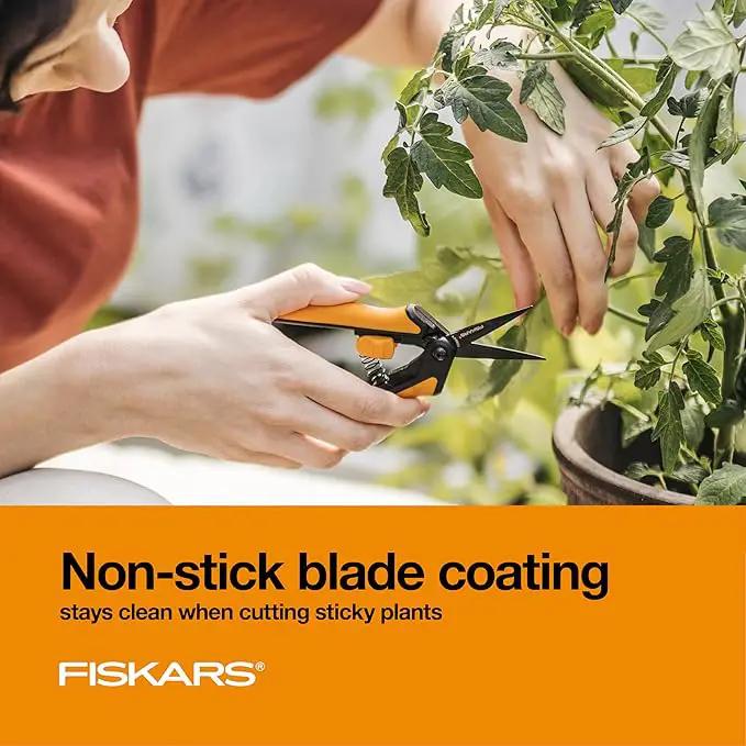 Fiskars 6" Pruning Scissors for Flowers, Buds, Weeds and Small Plants, Garden Snips with Resin Resistant Nonstick Stainless Steel Blades, Gardening Trimmers with Comfortable Handle by GreenHaven Gardens