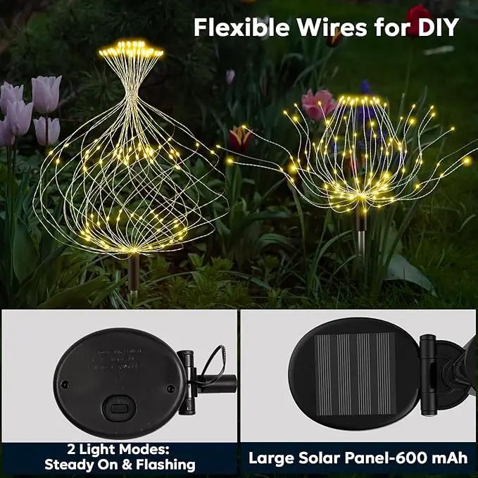 Solar Fireworks Lights Outdoor Waterproof Garden Fairy Light Outside Solar Sparkles Landscape Lights 120 LED Decorative Outdoor for Backyard Patio Pathway Lawn Party Walkway Decor, 4 Pack by GreenHaven Gardens