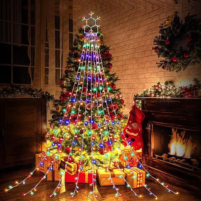 Outdoor Christmas Decorations String Lights, 320 LED 11.5 Ft Waterfall Tree Lights with Snowflake Topper 8 Lighting Modes Christmas Lights for Indoor Outdoor Yard Home Festival Xmas New Year Decor by GreenHaven Gardens