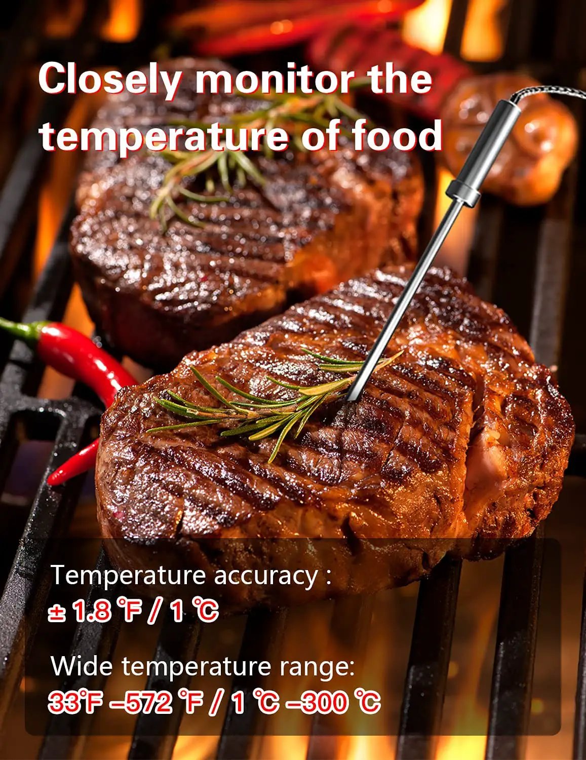 BFOUR Bluetooth Meat Thermometer Wireless Grill Thermometer with 3 Probes, Premium Digital Meat Thermometer Food Thermometer Timer Alarm for Smoker, Grill, Oven, Kitchen, Cooking, BBQ by GreenHaven Gardens
