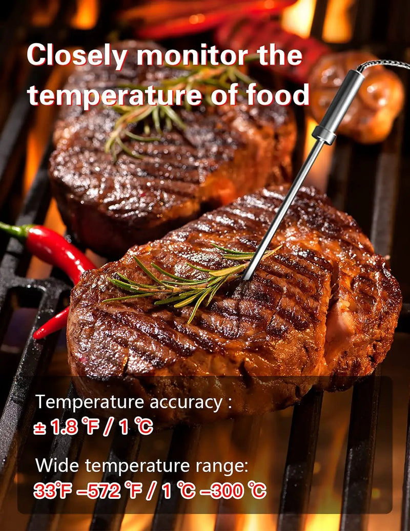 BFOUR Bluetooth Meat Thermometer Wireless Grill Thermometer with 3 Probes, Premium Digital Meat Thermometer Food Thermometer Timer Alarm for Smoker, Grill, Oven, Kitchen, Cooking, BBQ by GreenHaven Gardens