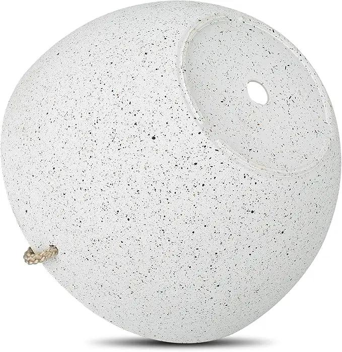 LA JOLIE MUSE 2 Tier Hanging Planters for Indoor & Outdoor Plants - Modern Flower Pots with Rope, Garden Planters with Drain Holes, Speckled White by GreenHaven Gardens