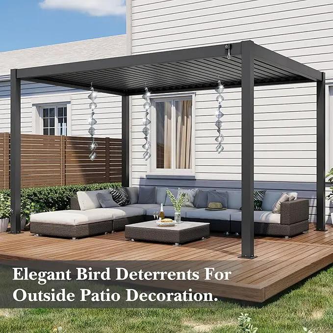 Bird Deterrents for Outside Patio, Bird Scare Devices Set Highly Reflective 3D Wind Spinners Outdoor Garden Decor, Bird Reflectors to Keep Birds Away Window Roof Yard Orchards Deck by GreenHaven Gardens