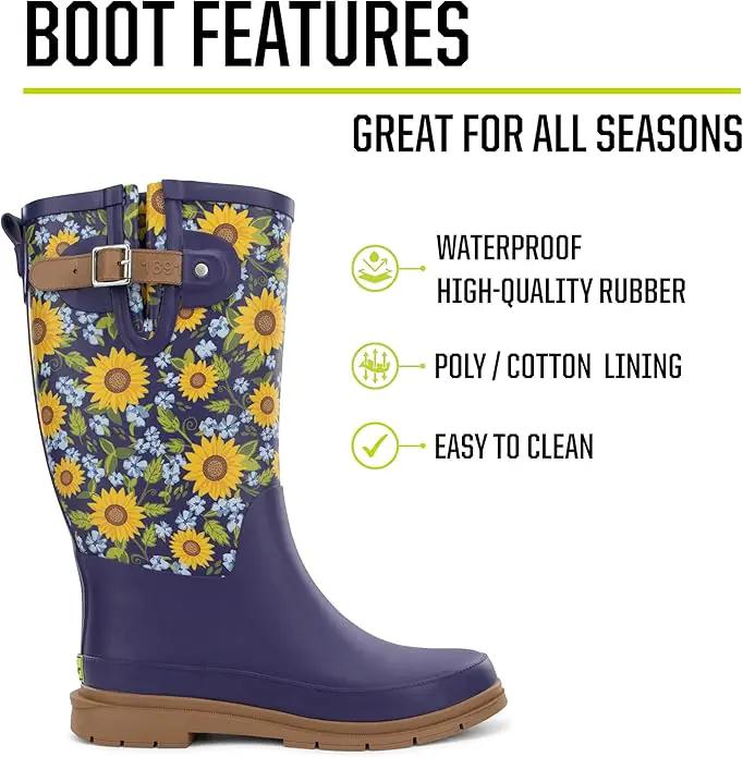 Western Chief Women's Tall Waterproof Rain Boot Outdoor Garden Shoes by GreenHaven Gardens