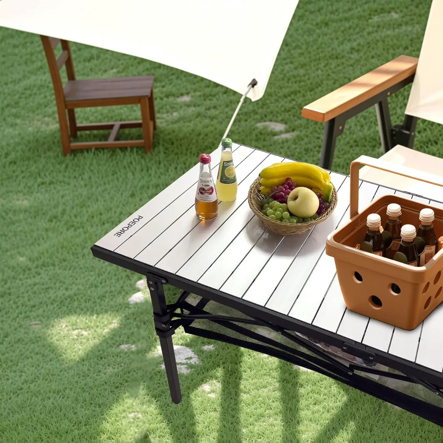 Large Folding Camping Table Aluminum with Storage for 4-6 People 55"X27.5" Roll Up Tall Outdoor Portable Table Lightweight with Carry Bag for Picnic BBQ Backyard Beach by GreenHaven Gardens