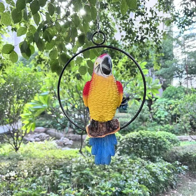 Lifelike Parrot Garden Statues Hanging Decor Ornaments Figurines Sculpture for Patio Lawn Yard, Blue Tail (Blue Tail) by GreenHaven Gardens