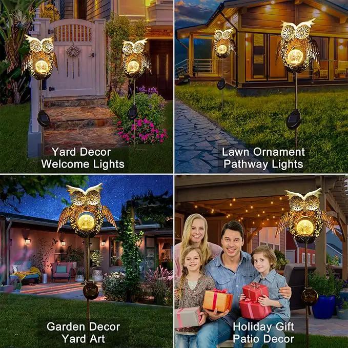 Go2garden Solar Lights Outdoor Owl Garden Gifts Women Metal Stakes Lights for Lawn Ornaments, Yard Art, Pathway, Patio Decorations,Birthday Mothers' Day Gift for Mom Dad Grandma (Bronze) by GreenHaven Gardens