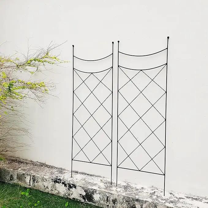 45.3" H x 15" W Metal Garden Trellis for Climbing Plants, Black Iron Trellis for Vines Plant Rose Vegetable Support,Large Decorative Outdoor Trellis，2 Pack by GreenHaven Gardens