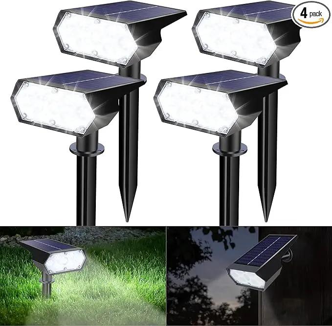Solar Spot Light Outdoor, 49 LED Lights for Outside, 2 Modes Solar Powered Spotlights, Waterproof Pathway Light for Garden Yard Walkway Driveway Landscape Decorations (4 Pack-Cool White) by GreenHaven Gardens