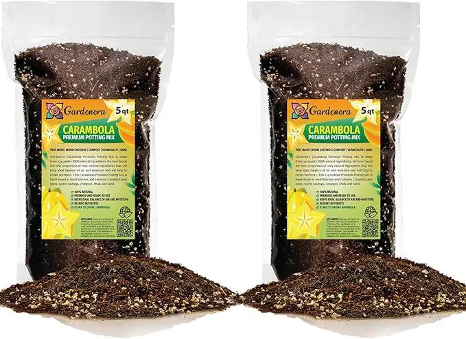 Premium Carambola Potting Soil Mix - Perfect Balance of Nutrients, Drainage, and Aeration for Thriving Starfruit Trees - 10 Quart by GreenHaven Gardens