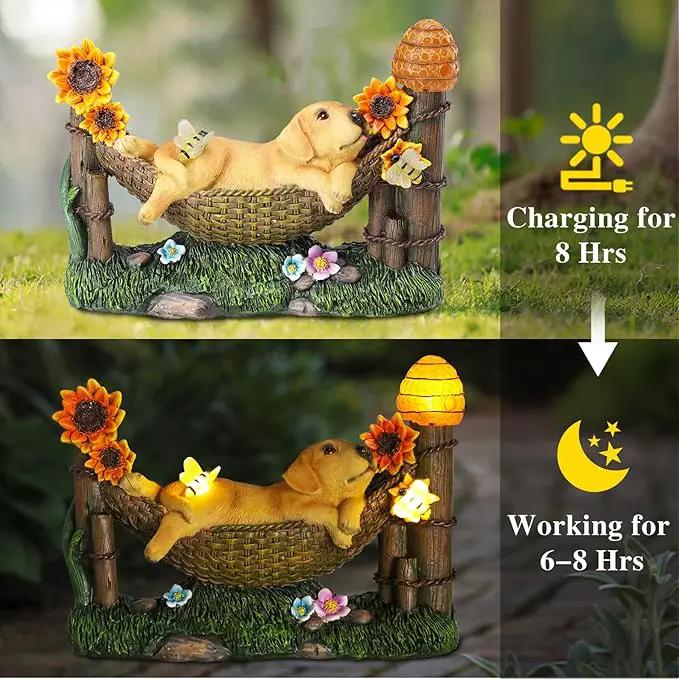 Afirst Solar Garden Outdoor Dog Statues Resin Figurine with Solar Lights Statue Decorations for Lawn, Patio, Balcony, Yard Ornament Mother's Day Gifts,Golden Retriever by GreenHaven Gardens